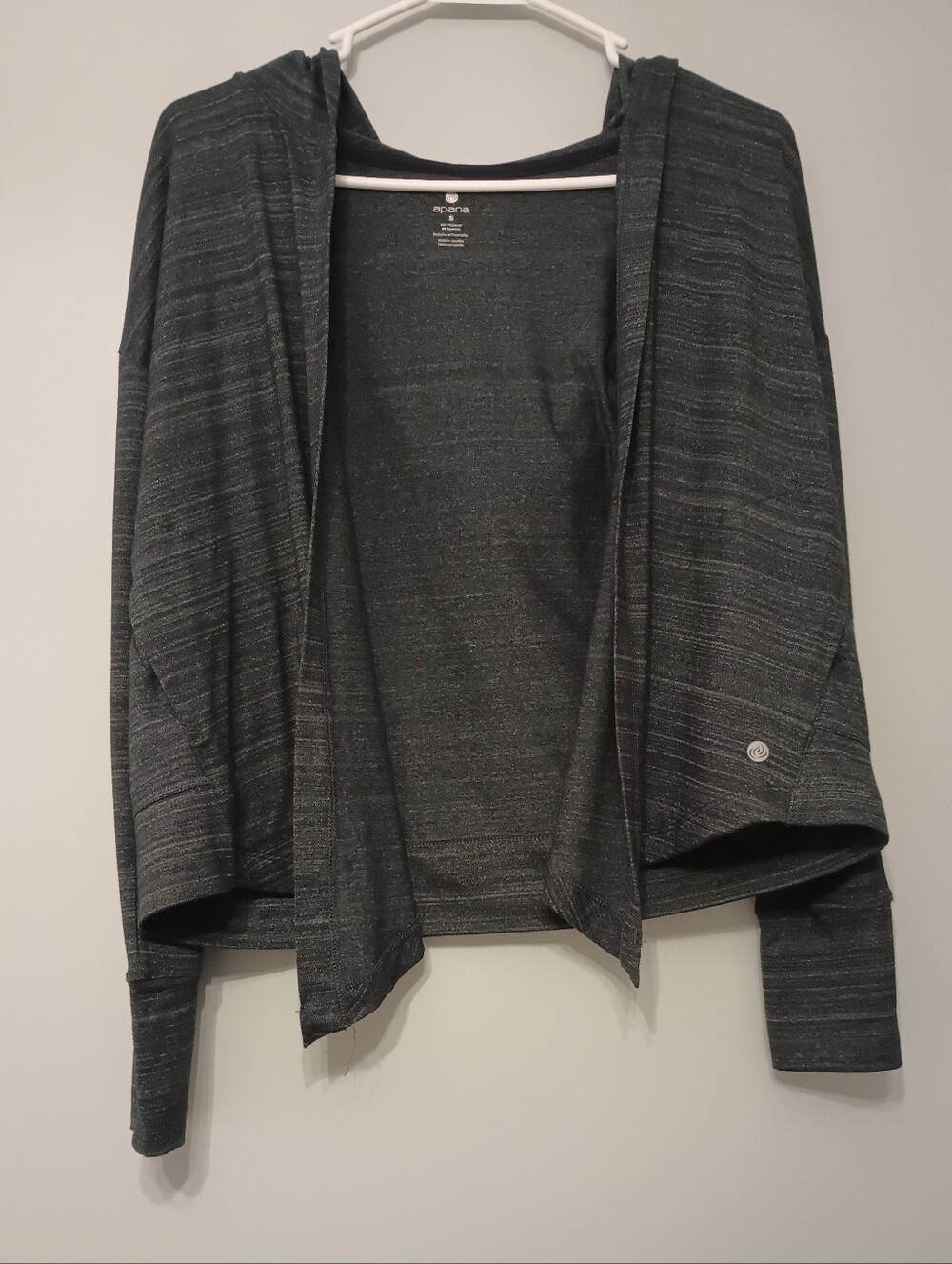 Apana Charcoal Heather Open-Front Hooded Cardigan S